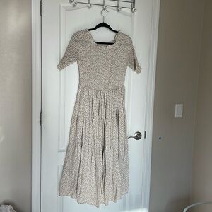 Floral tan and white dress